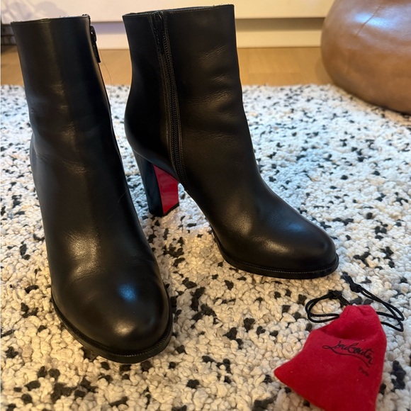 Christian Louboutin Shoes - Christian Louboutin Adox 85 Black Calf
Leather Ankle Boots -Size 36.5